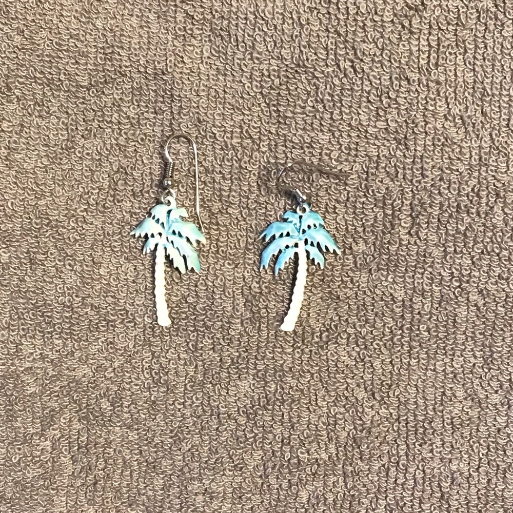 Blue Palm Tree Earrings